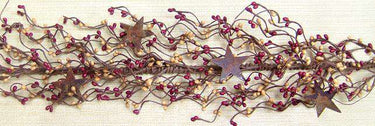 Pip Berry Garland With Stars, Burgundy and Old Gold, 40